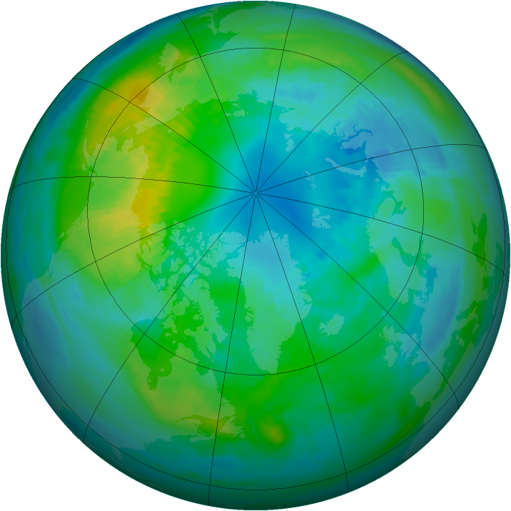 Arctic ozone map for 13 October 1989